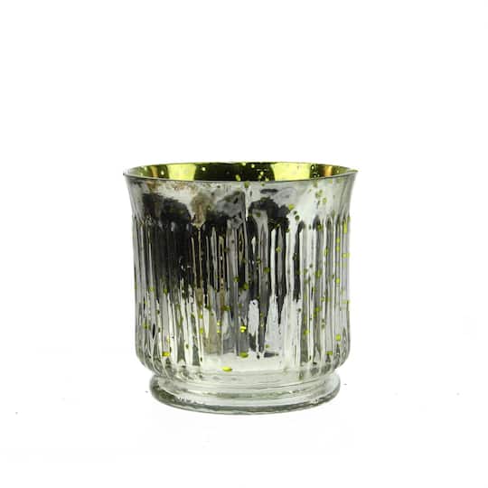 3.25" & Silver Ribbed Mercury Glass Votive Candle Holders
